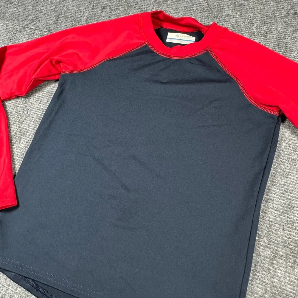 Columbia Kids Navy Red Omni-Shade Long Sleeve Rash Guard Swim Shirt Size S 8